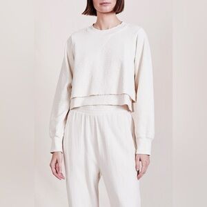 Apiece Apart Athena Organic Cotton Tiered Sweatshirt Cream Size S